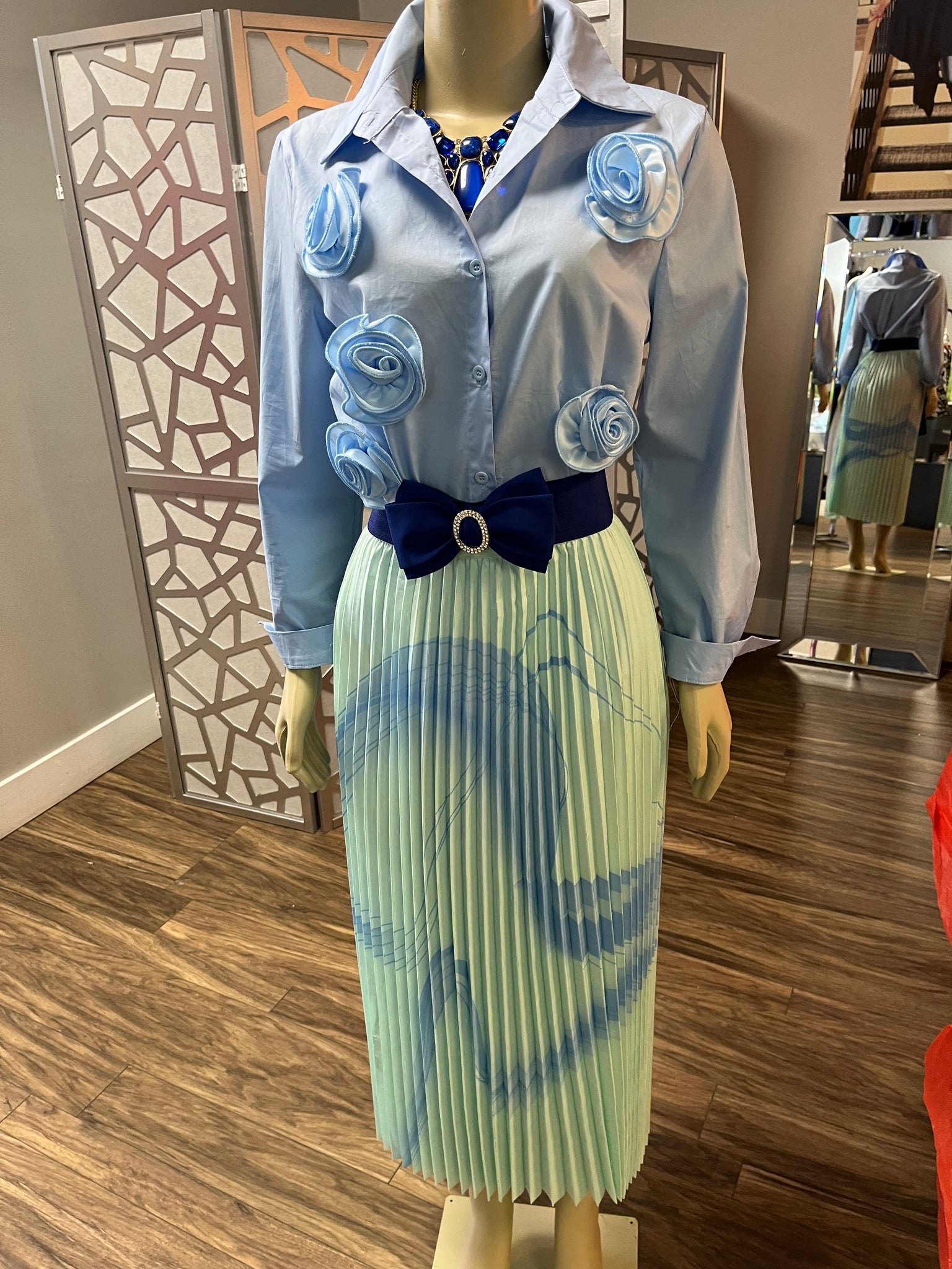 Blue Flower Patch Blouse