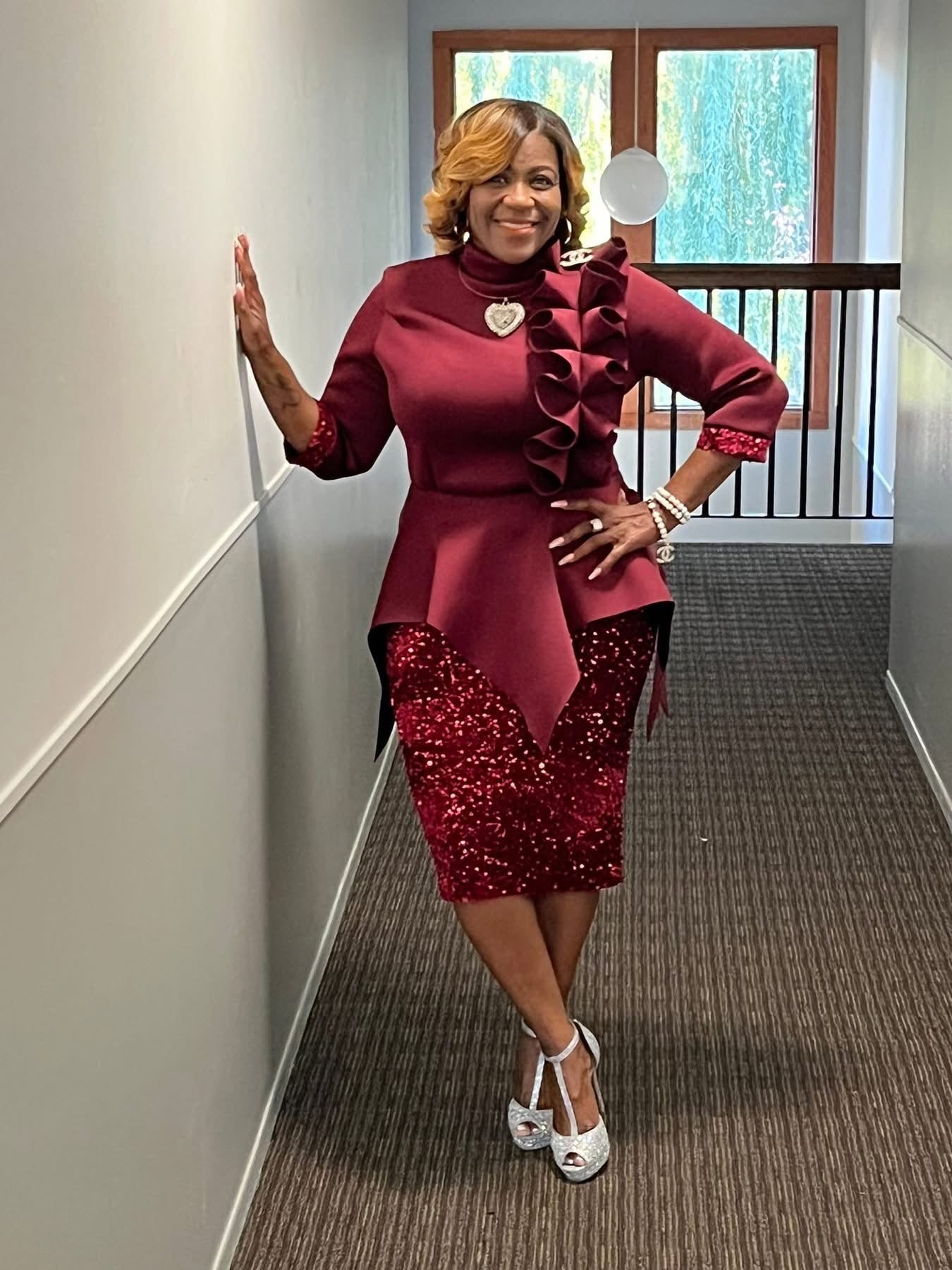 Blinging In The Holiday Burgundy Dress