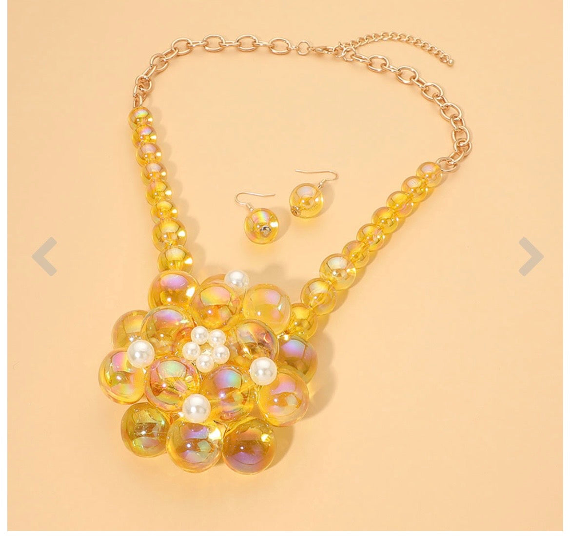 Glam Sparkle Yellow Necklace Set
