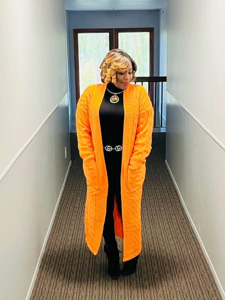 Orange Maxi Cardigan
