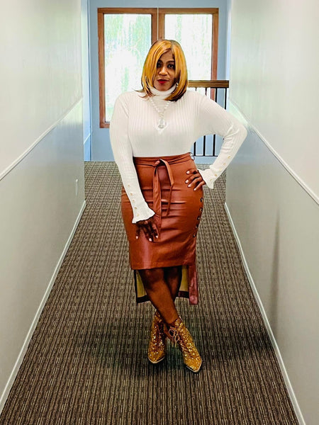 Mocha Faux Leather Skirt