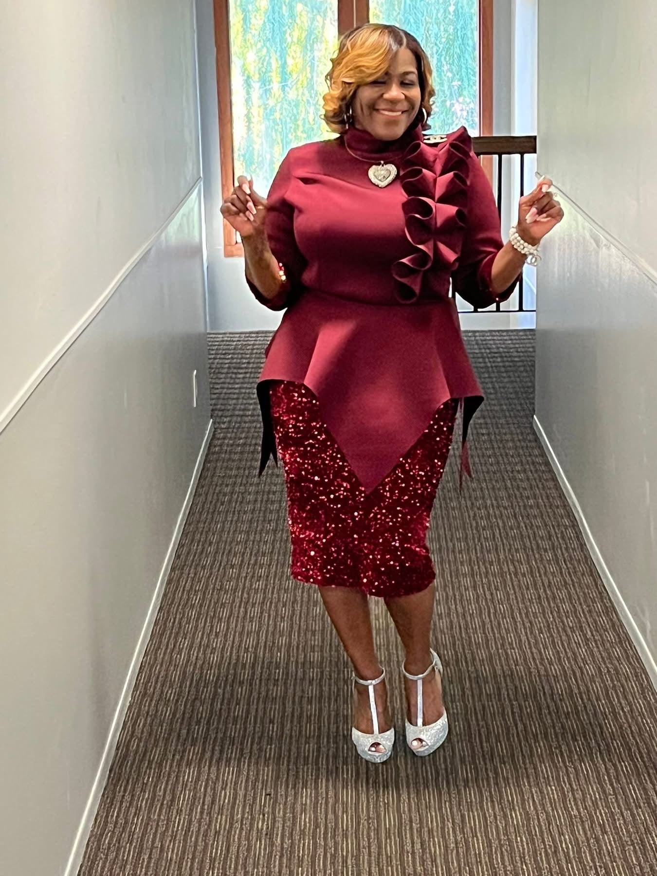 Blinging In The Holiday Burgundy Dress