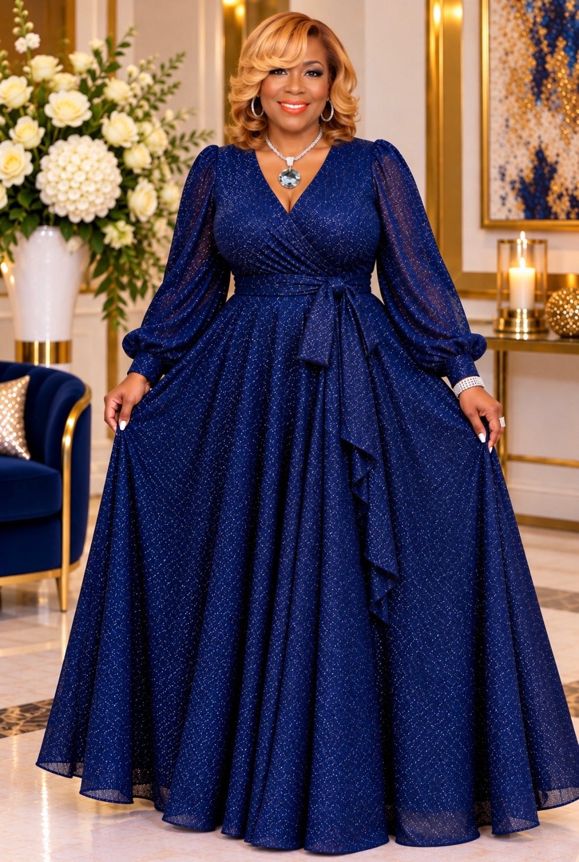 Navy Sparkles Maxi Dress