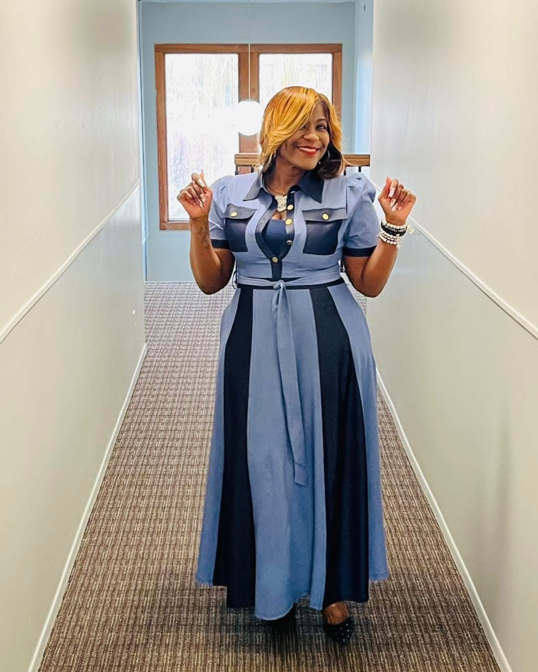 Twisted Denim Maxi Dress