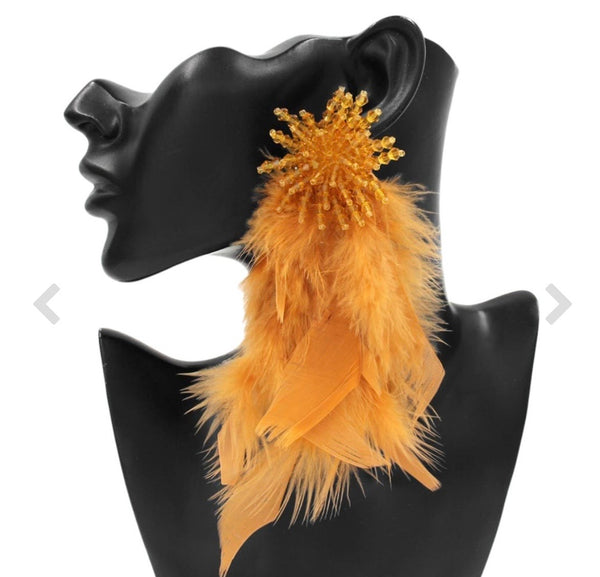Feather Me Tangerine Earrings