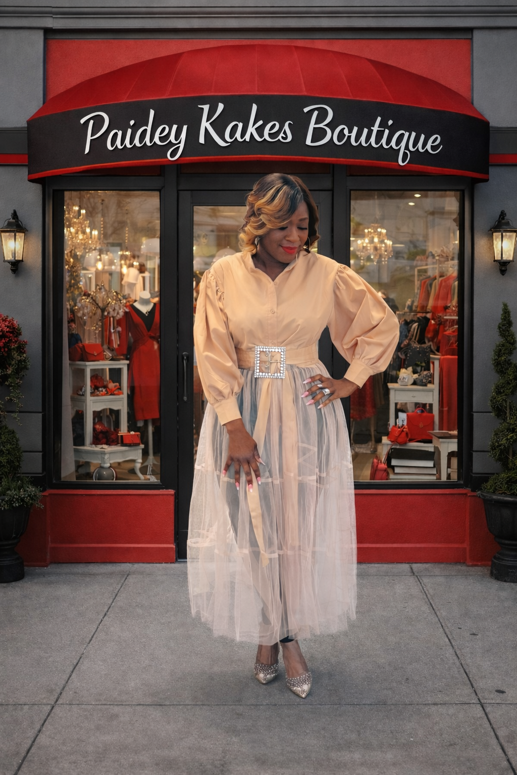 Peek A Boo Tan Blouse