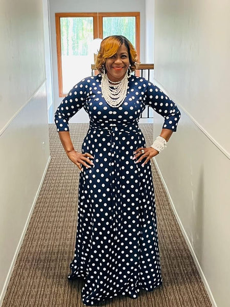 Oh My Navy Polka Dot Maxi Dress