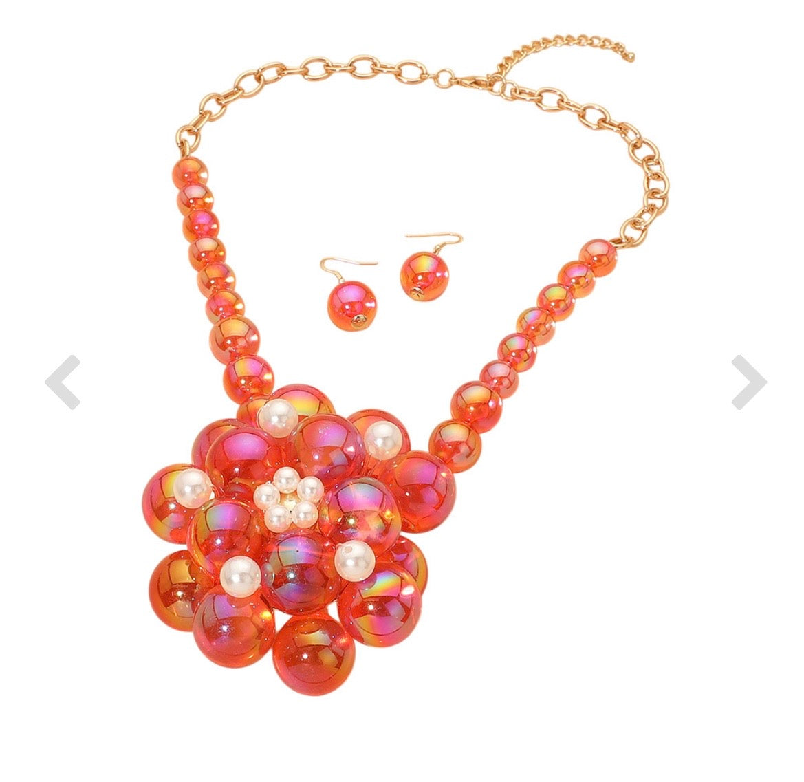 Glam Sparkle Orange Necklace Set