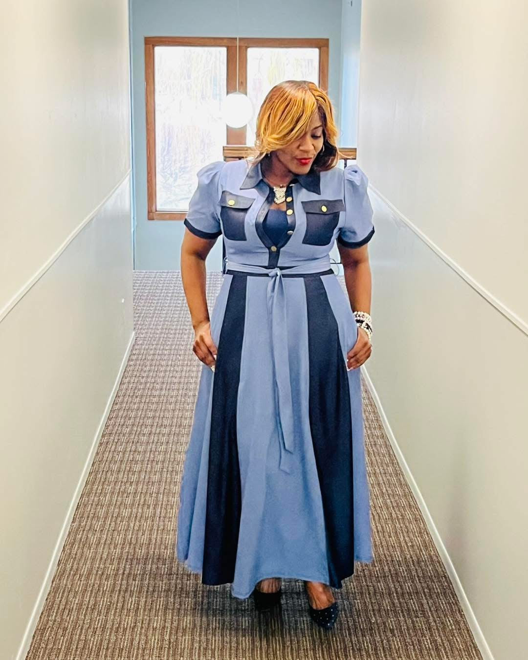 Twisted Denim Maxi Dress