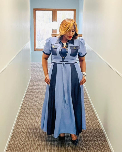 Twisted Denim Maxi Dress