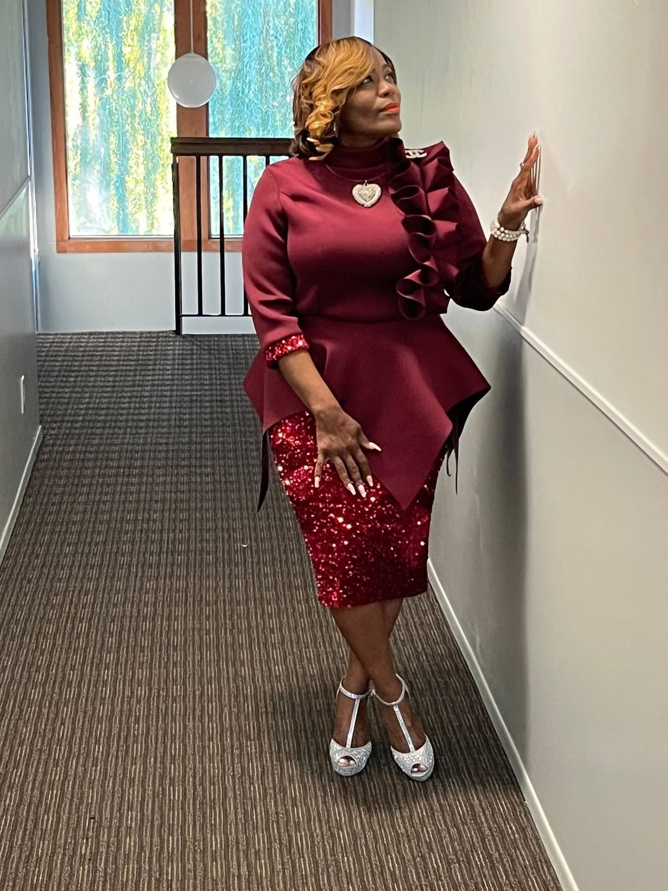 Blinging In The Holiday Burgundy Dress