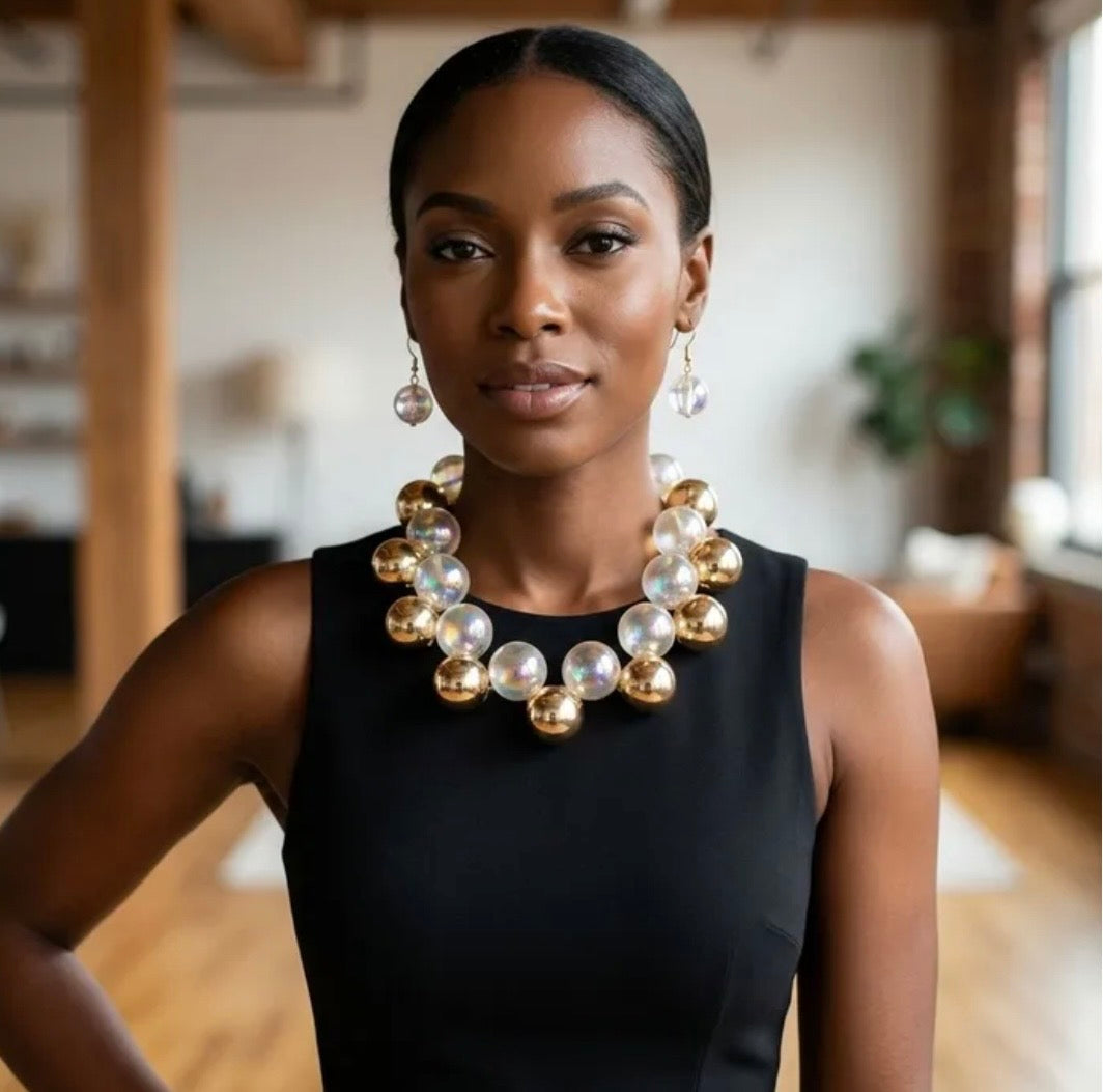 Gold Mix Statement Necklace Set
