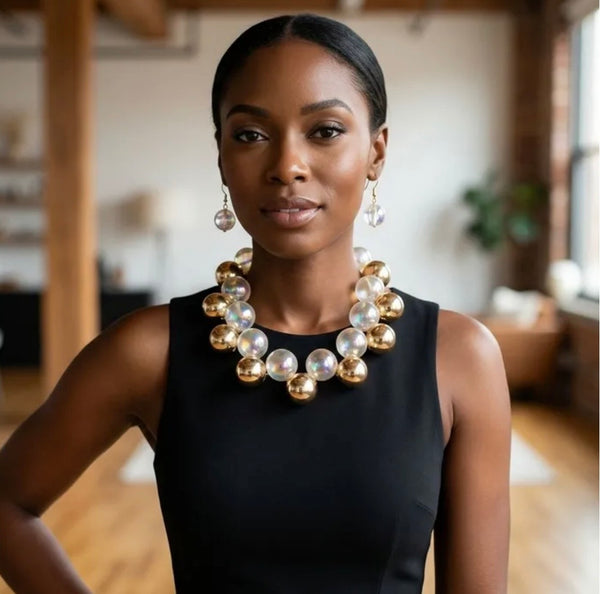 Gold Mix Statement Necklace Set