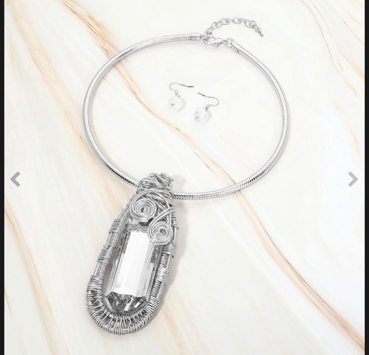Tiara Silver Bling Necklace Set