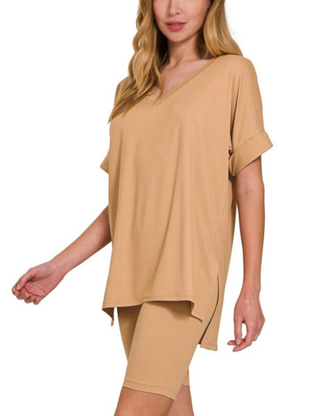 Tan 2 Piece Chill Short Set