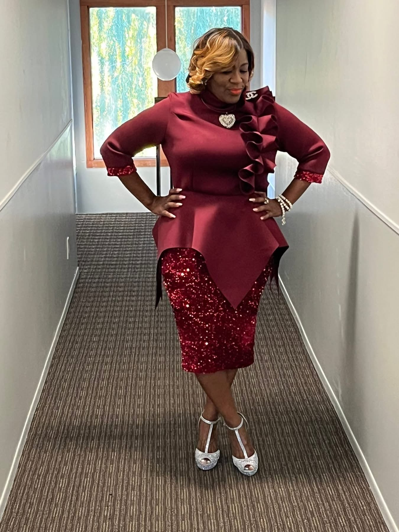 Blinging In The Holiday Burgundy Dress