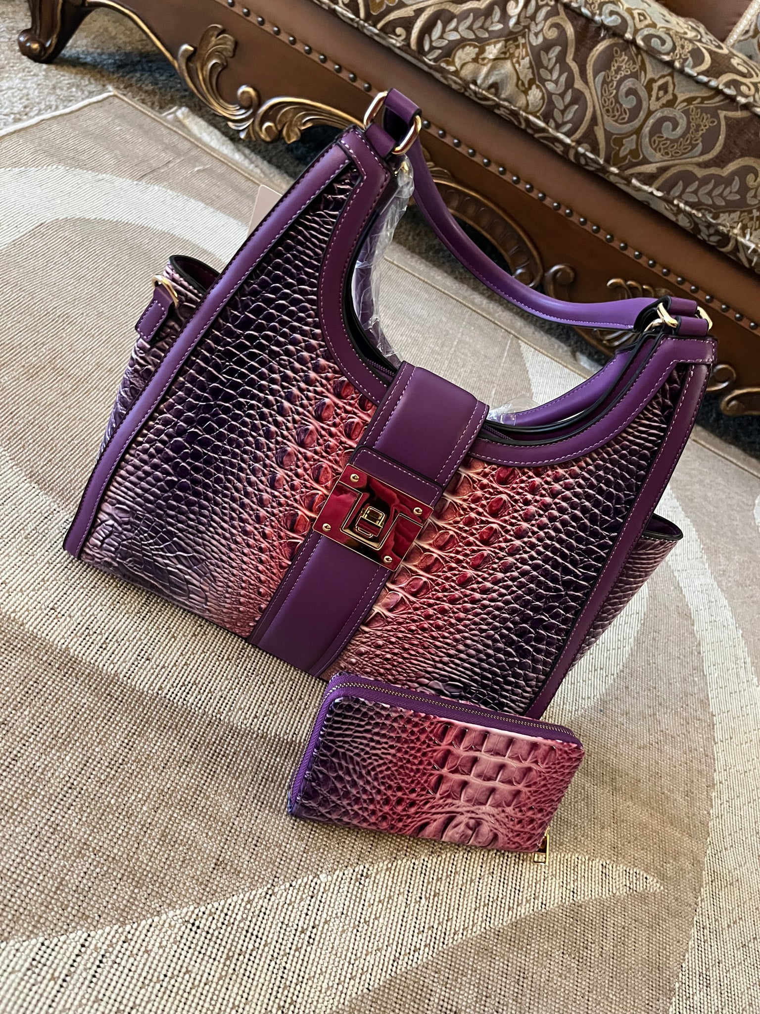 Glamour Purple Handbag Set