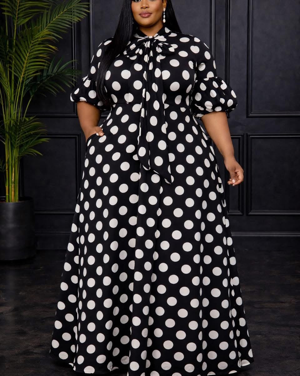 Beautiful In Black Polka Dot Dress