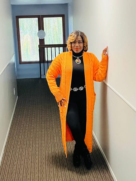Orange Maxi Cardigan