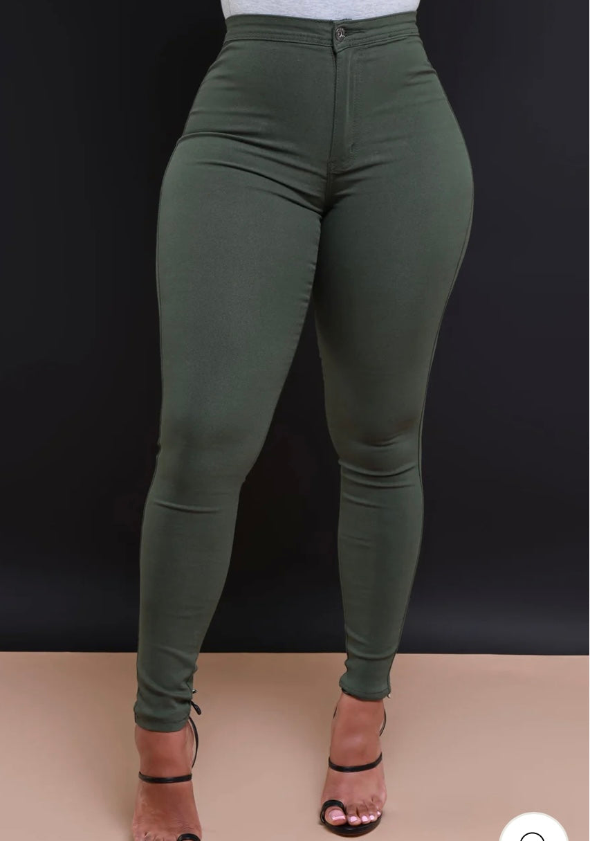 Olive Stretch Jeans