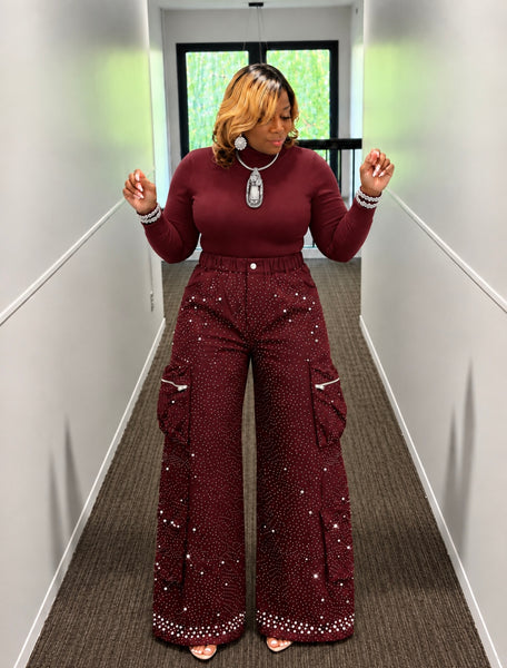 Glitz and Glam Burgundy Jeans