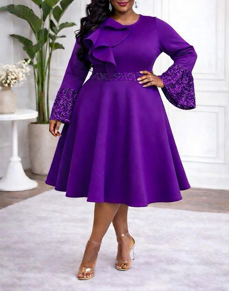 Bella Purple Bell Sleeve Dress
