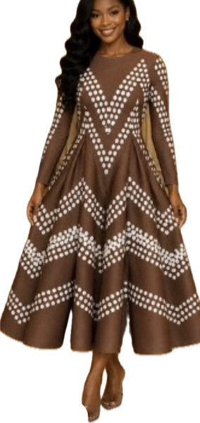 Brown Waves Bounce Dress