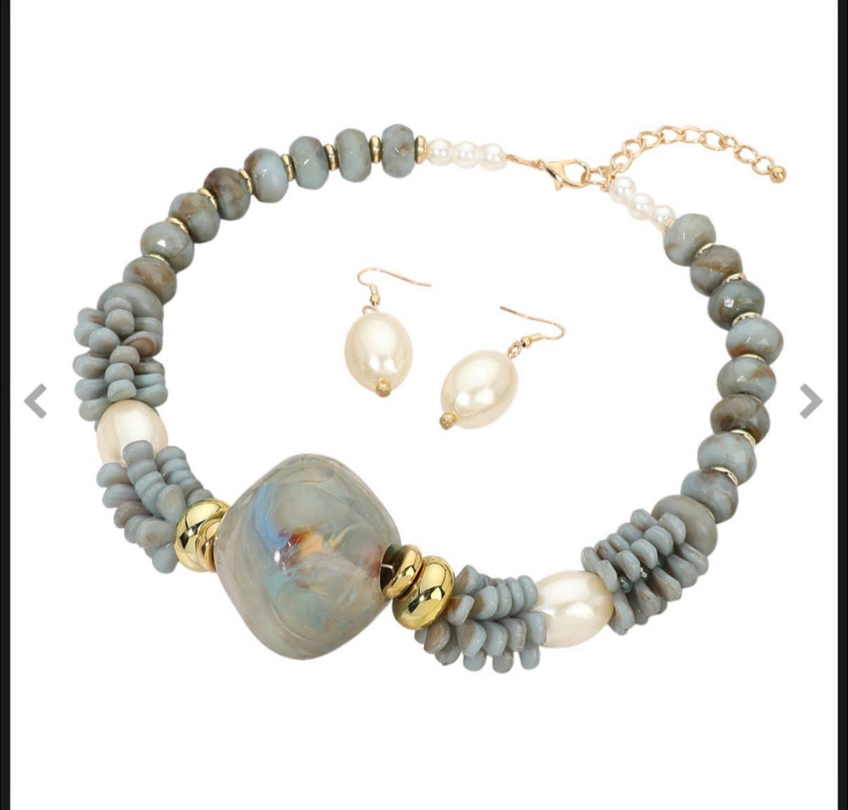 Marbled Gray Necklace Set