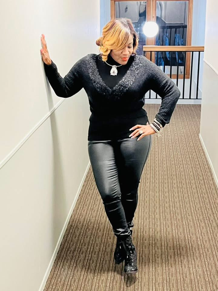 Sparkling V Neck Sweater